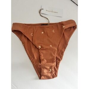 NWT Desert Dreamer Orange Graphic Ribbed Bikini Bottom Woman's Size Medium (M)
